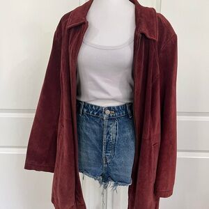 Vintage Red suede leather Cherokee zip up jacket